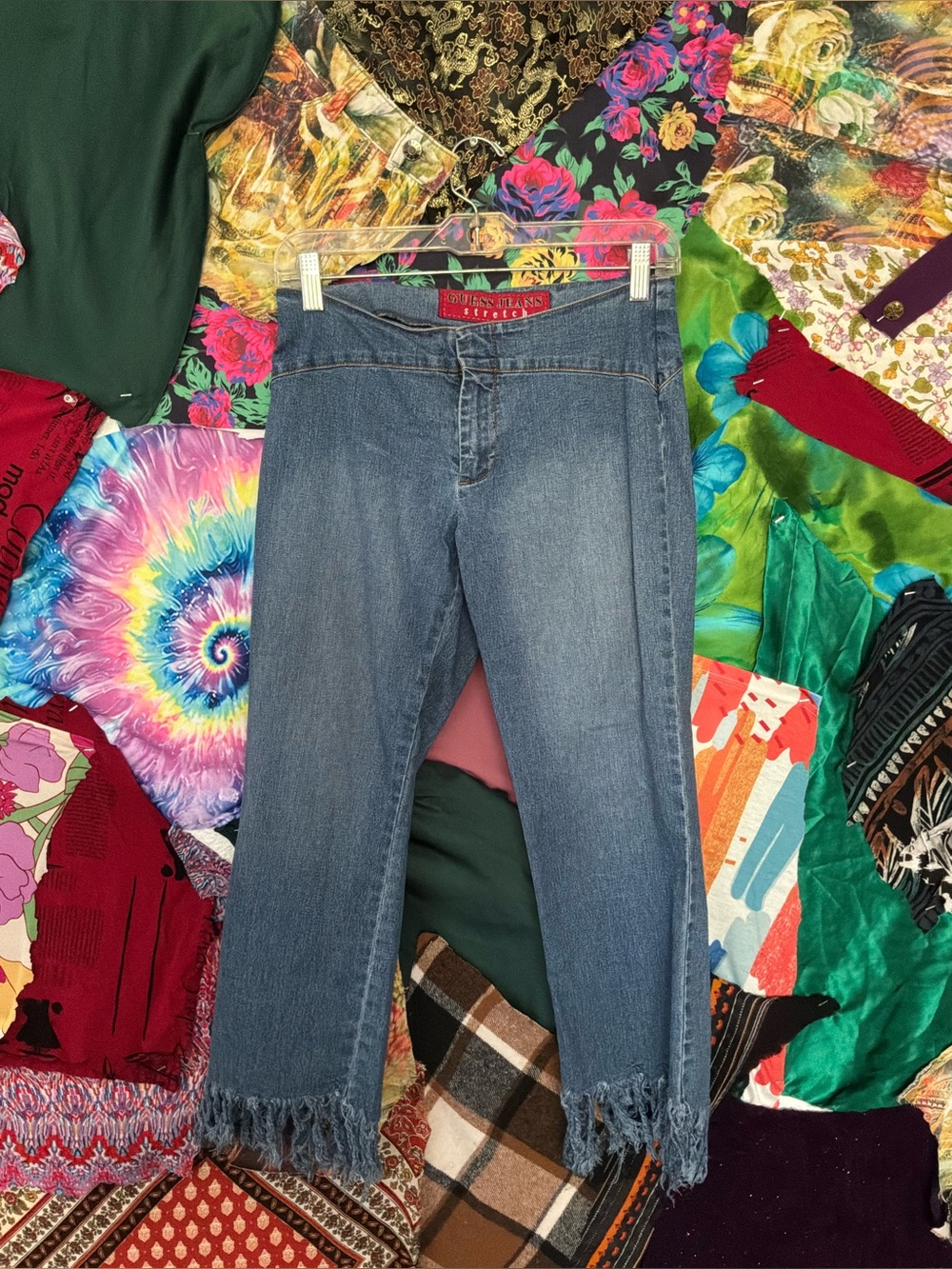 Y2K GUESS Blue Frayed Hem Jeans